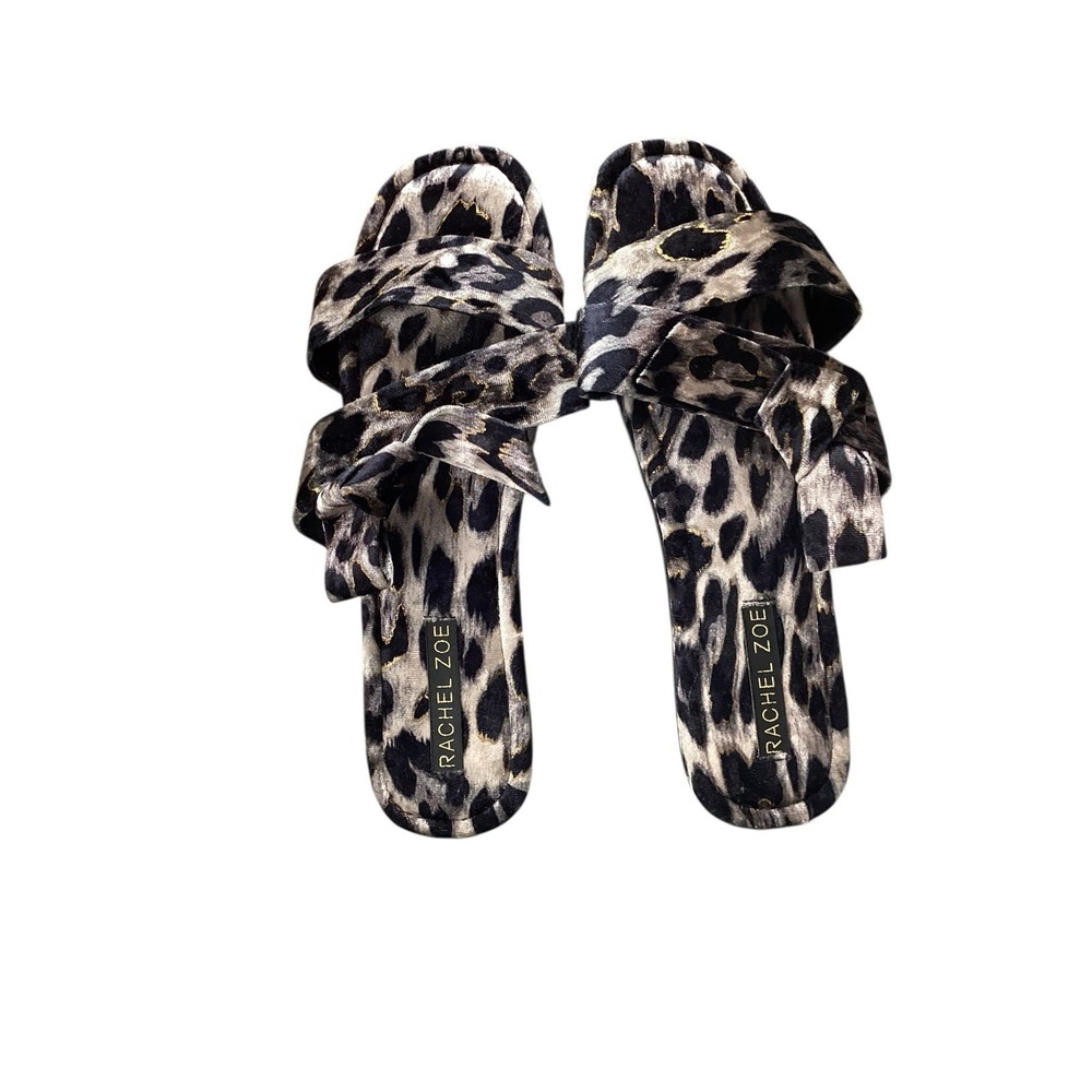 Rachel Zoe women's leopard print velvet slipper slide sandals Sz.10 - Picture 5 of 6